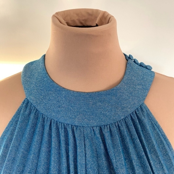 NWT🌸 FREE PEOPLE🌸 Love Metallics pleated mini dress size Large - Picture 4 of 7